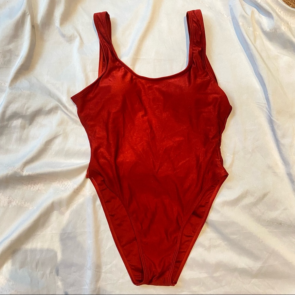 Zaful Medium Red One Piece Low Back High Waisted